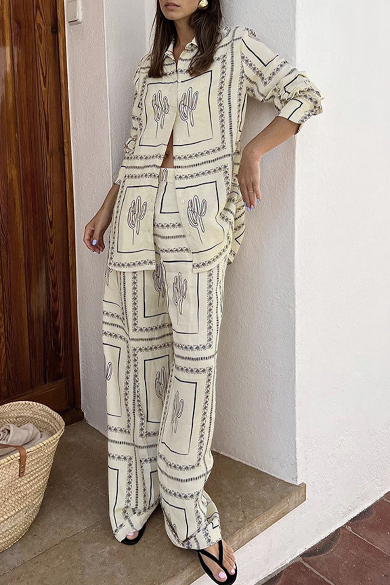 Pocket Turndown Collar Long Sleeve Two Pieces