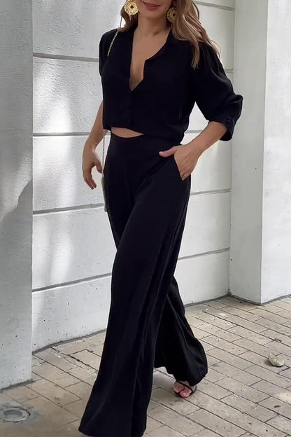Street Pocket Turndown Collar Long Sleeve Two Pieces