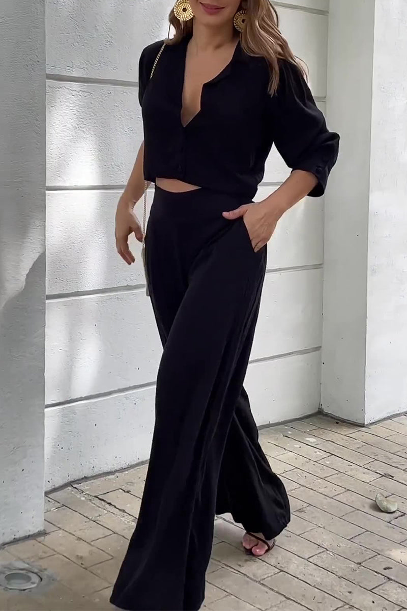 Street Pocket Turndown Collar Long Sleeve Two Pieces