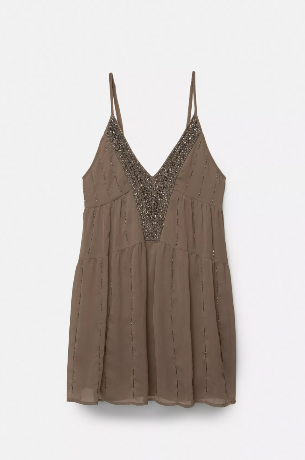 Liora — Lightweight Beaded Mini Dress With V-neck