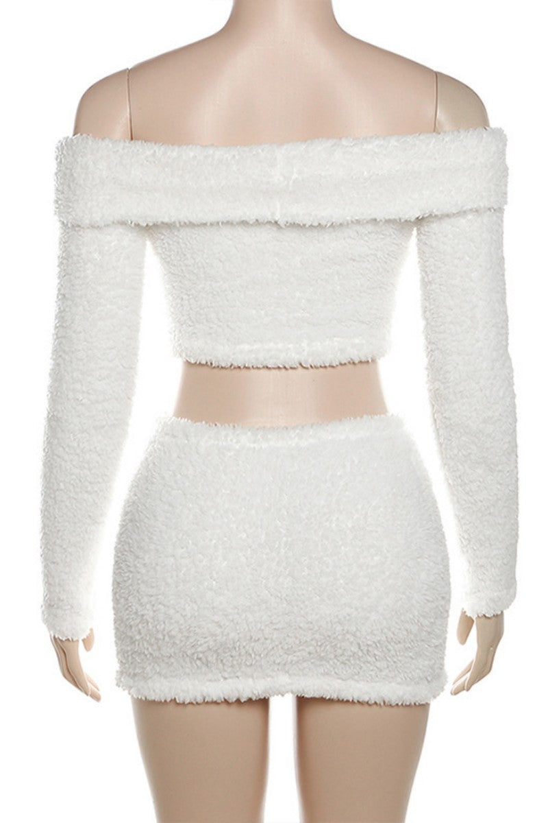 Backless Off the Shoulder Long Sleeve Two Pieces