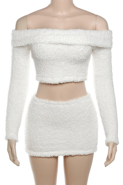 Backless Off the Shoulder Long Sleeve Two Pieces