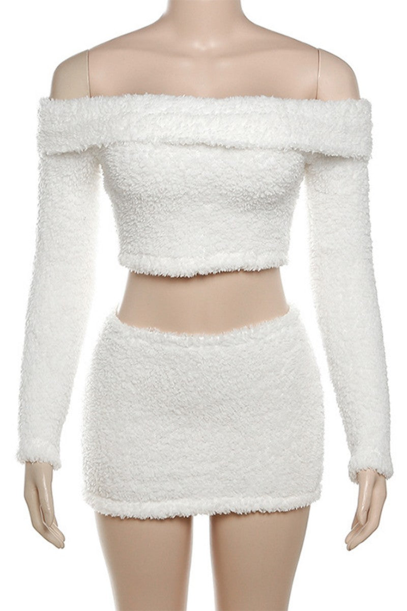 Backless Off the Shoulder Long Sleeve Two Pieces