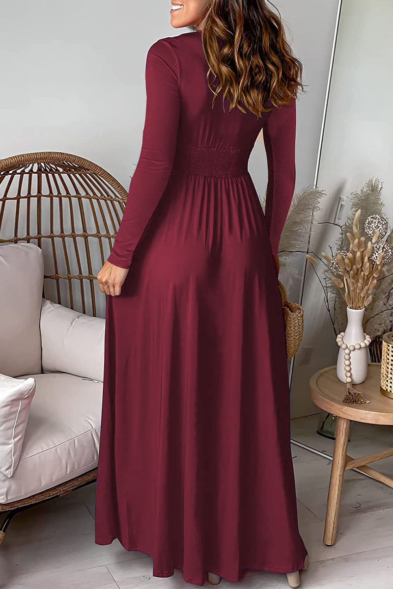 Slit V Neck Waist Skirt Dresses