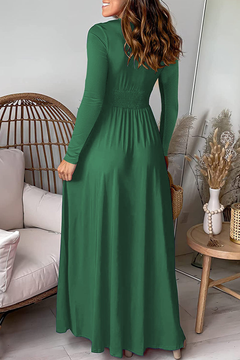 Slit V Neck Waist Skirt Dresses