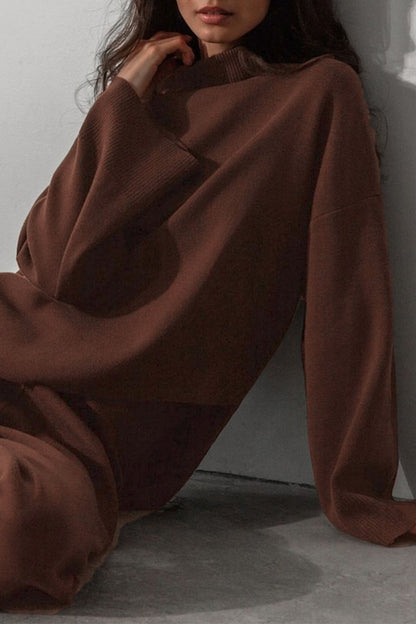 Asymmetrical Turtleneck Long Sleeve Two Pieces