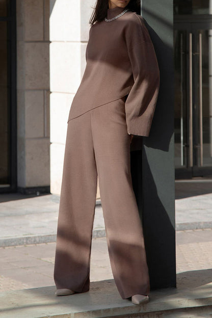 Asymmetrical Turtleneck Long Sleeve Two Pieces