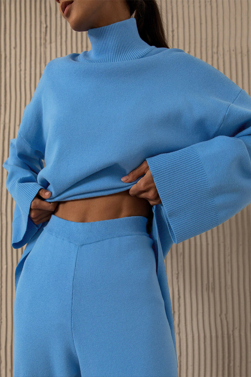 Asymmetrical Turtleneck Long Sleeve Two Pieces