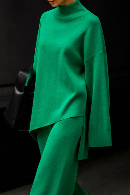Asymmetrical Turtleneck Long Sleeve Two Pieces