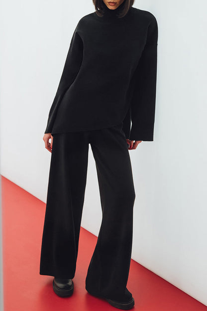 Asymmetrical Turtleneck Long Sleeve Two Pieces