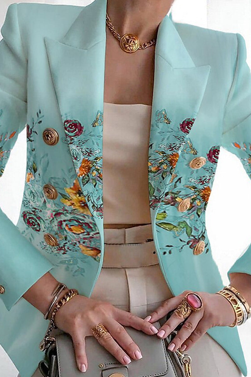 Print Patchwork Cardigan Turn-back Collar Outerwear