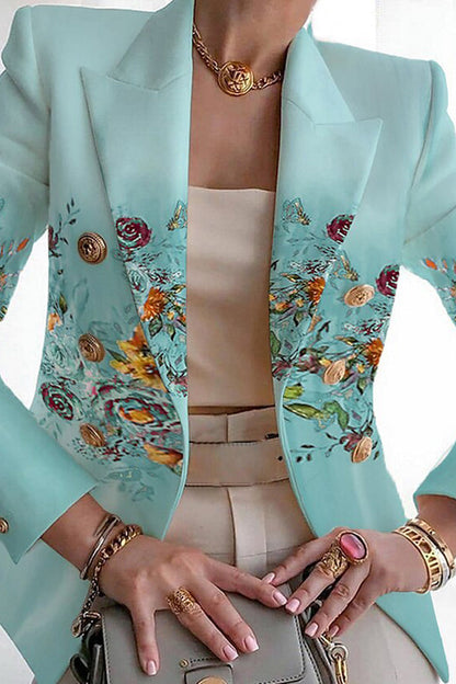 Print Patchwork Cardigan Turn-back Collar Outerwear