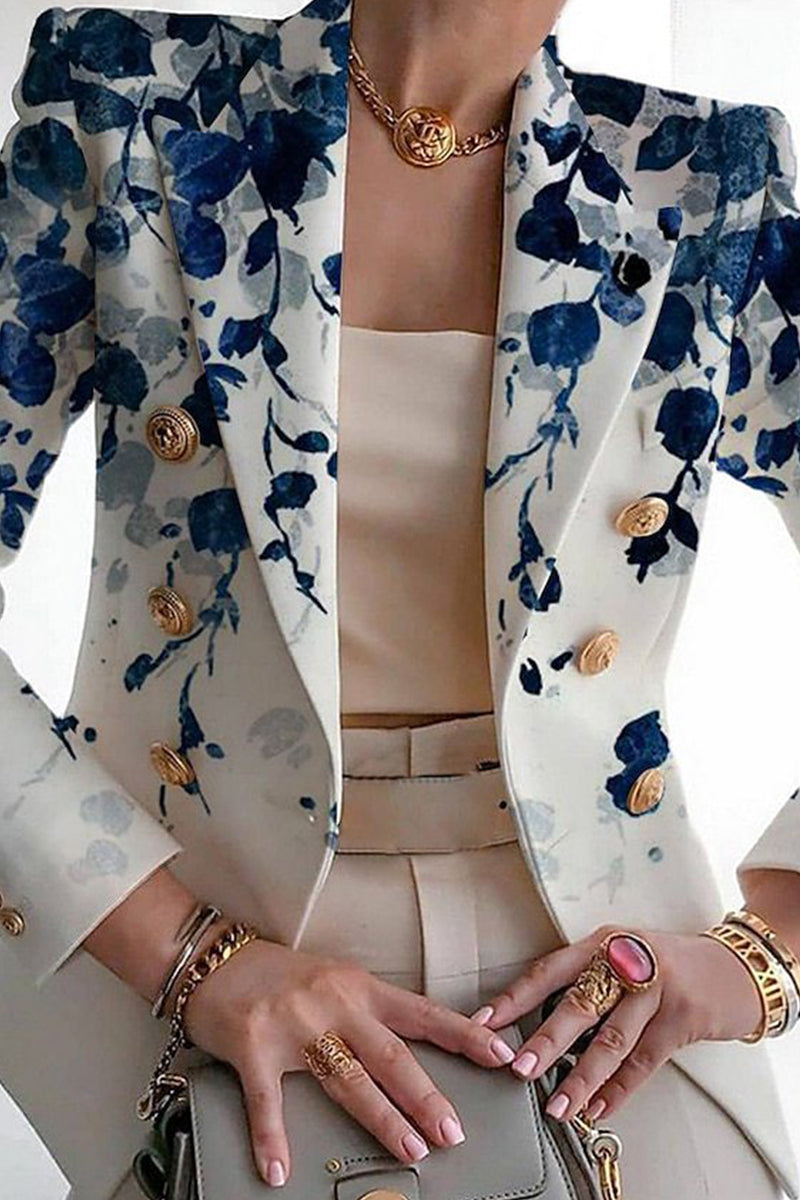 Print Patchwork Cardigan Turn-back Collar Outerwear