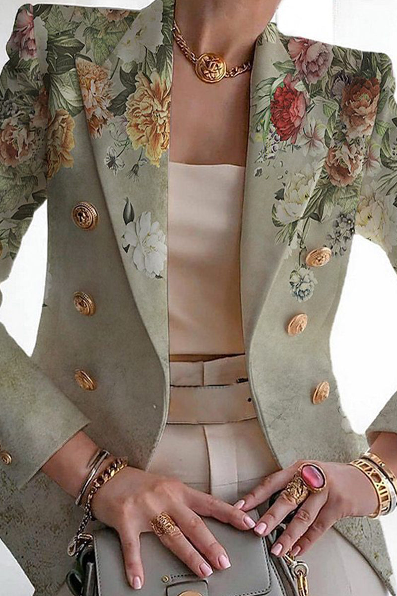 Print Patchwork Cardigan Turn-back Collar Outerwear