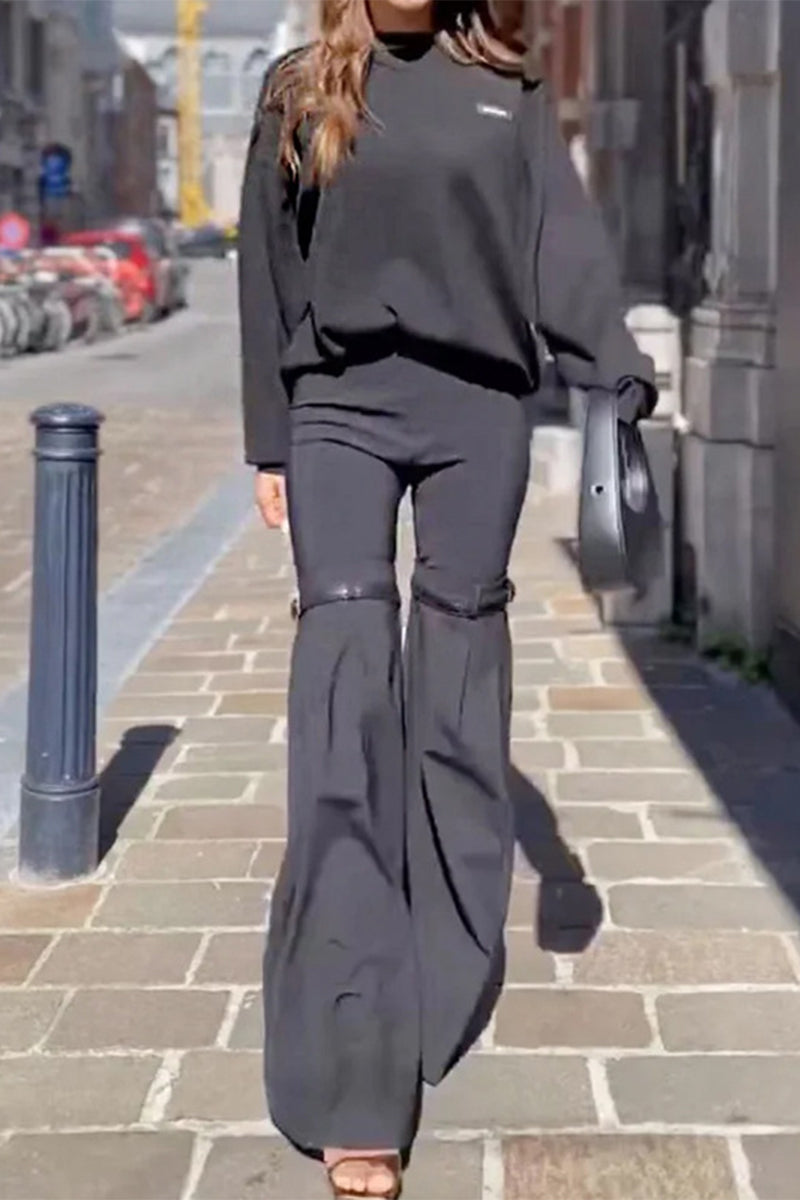 Street Patchwork Long Sleeve Two Pieces