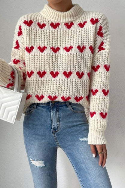 Sweet Geometric Weave Turtleneck Sweaters