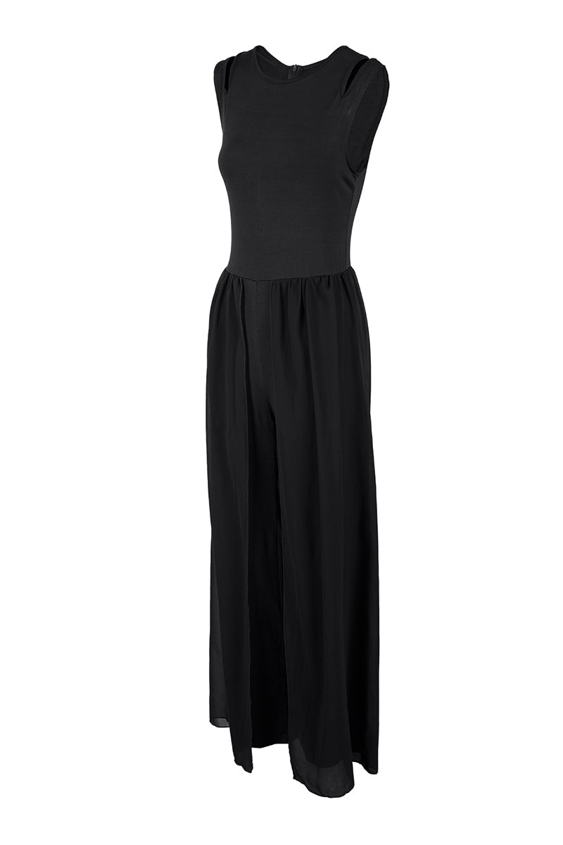 Patchwork O Neck Regular Jumpsuits