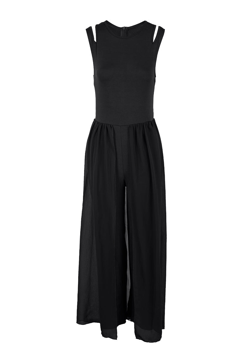Patchwork O Neck Regular Jumpsuits