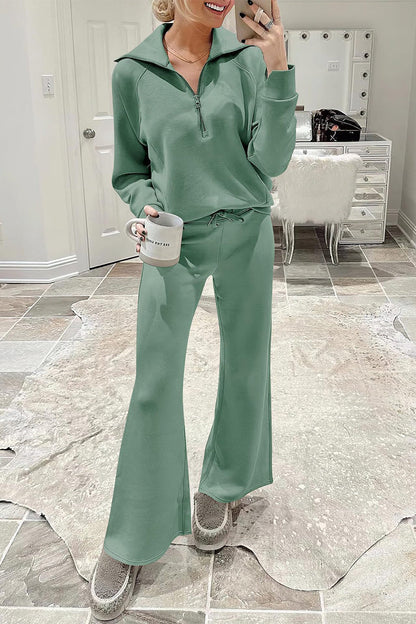 Sportswear Pocket Zipper Turndown Collar Long Sleeve Two Pieces