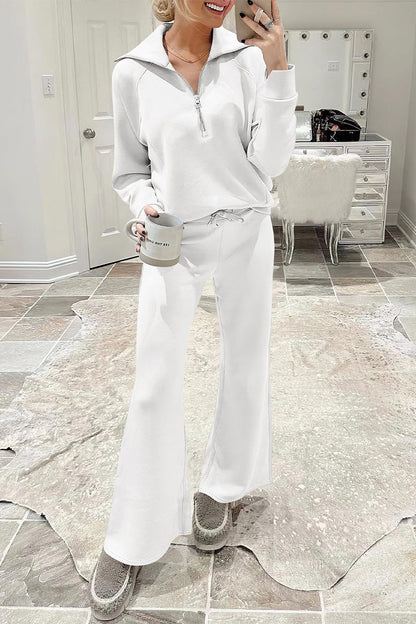 Sportswear Pocket Zipper Turndown Collar Long Sleeve Two Pieces