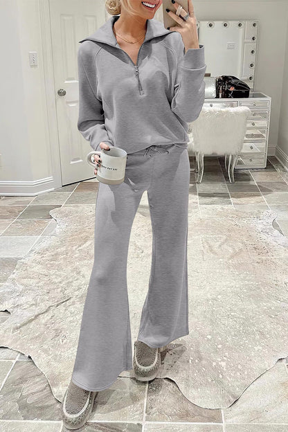 Sportswear Pocket Zipper Turndown Collar Long Sleeve Two Pieces