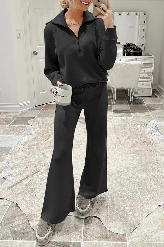 Sportswear Pocket Zipper Turndown Collar Long Sleeve Two Pieces