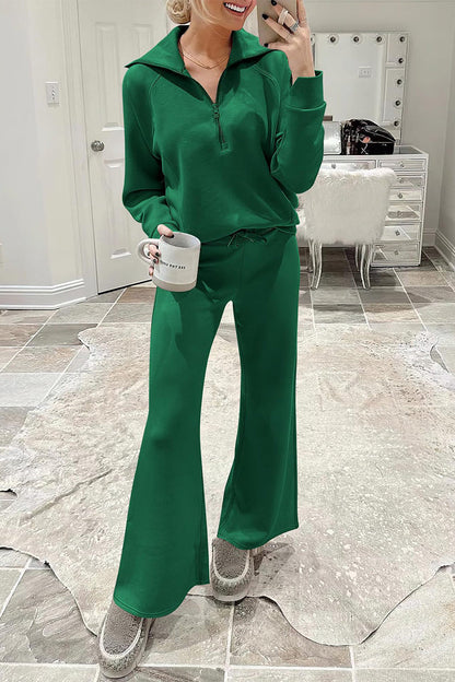 Sportswear Pocket Zipper Turndown Collar Long Sleeve Two Pieces