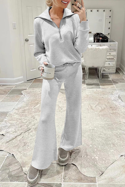 Sportswear Pocket Zipper Turndown Collar Long Sleeve Two Pieces