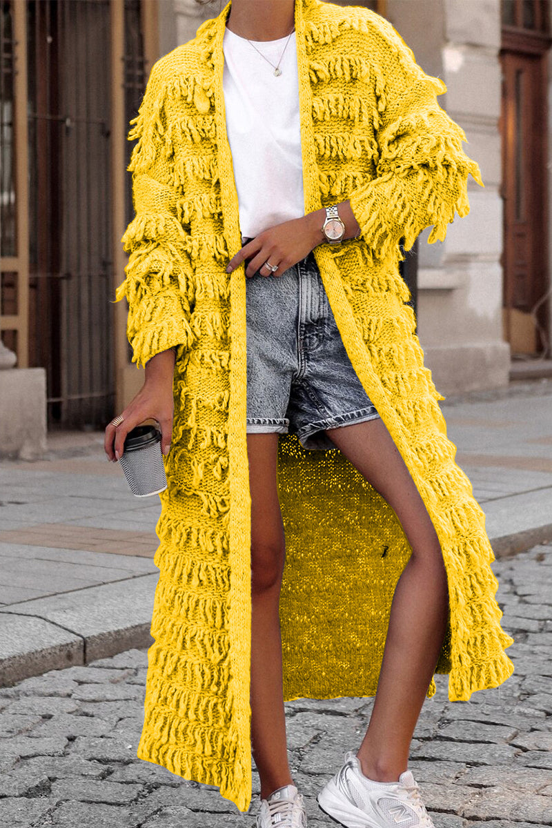 Sweet Tassel Patchwork Cardigan Collar Outerwear