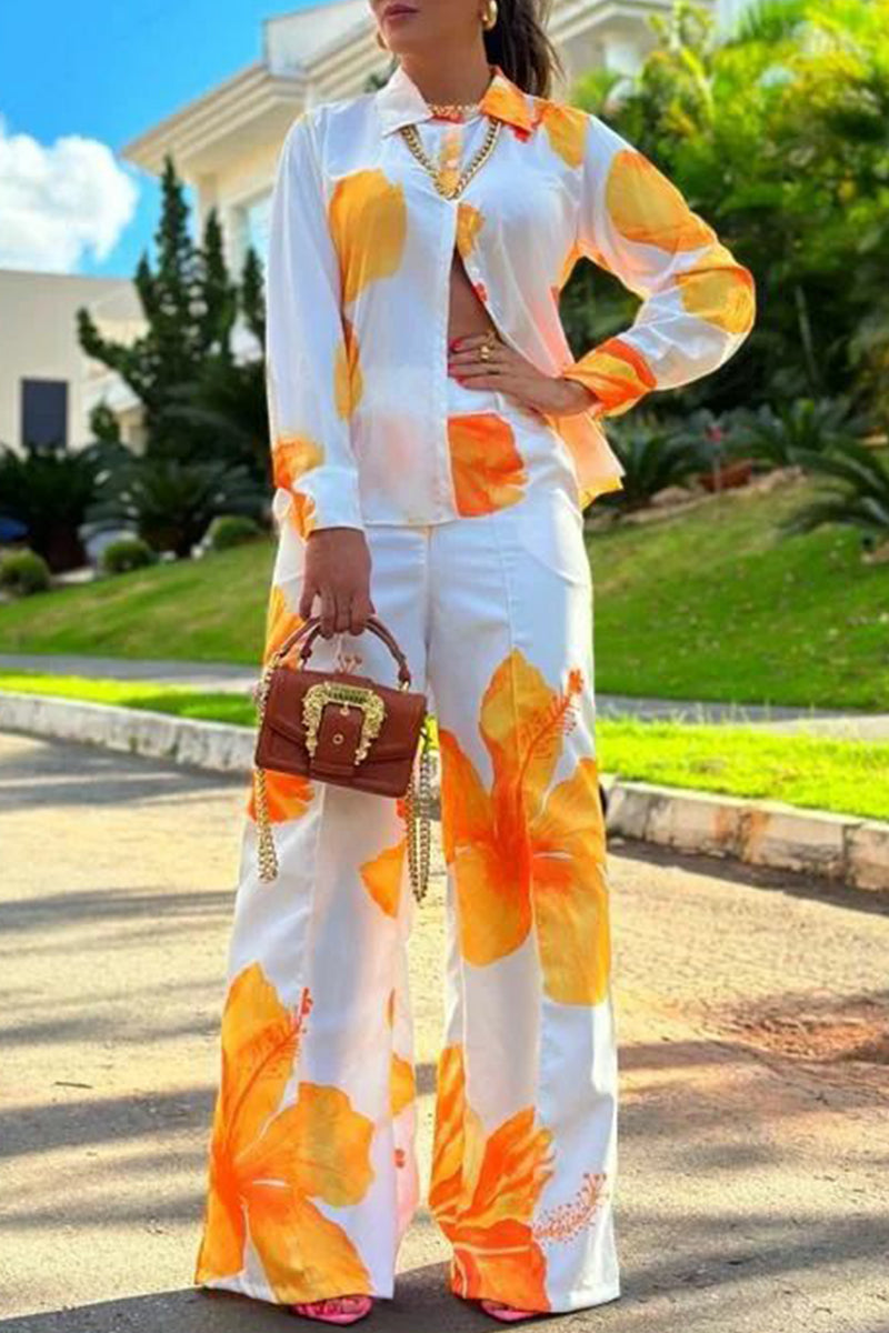 Print Bandage Patchwork Pocket O Neck Long Sleeve Two Pieces