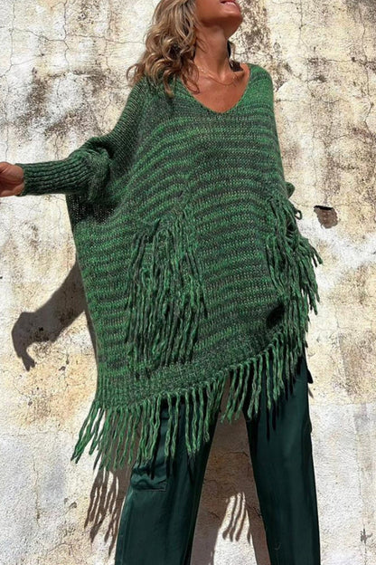 Tassel Pocket Weave O Neck Sweaters(3 Colors)