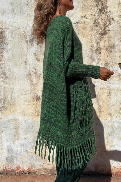 Tassel Pocket Weave O Neck Sweaters(3 Colors)