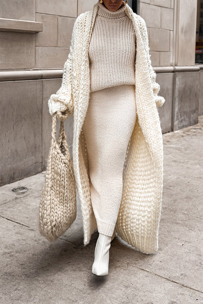 Weave Cardigan Collar Outerwear