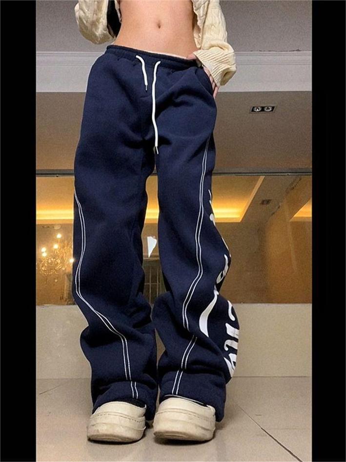 Old School Baggy Sweatpants With Letter Print