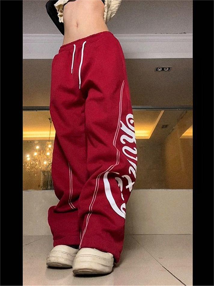Old School Baggy Sweatpants With Letter Print