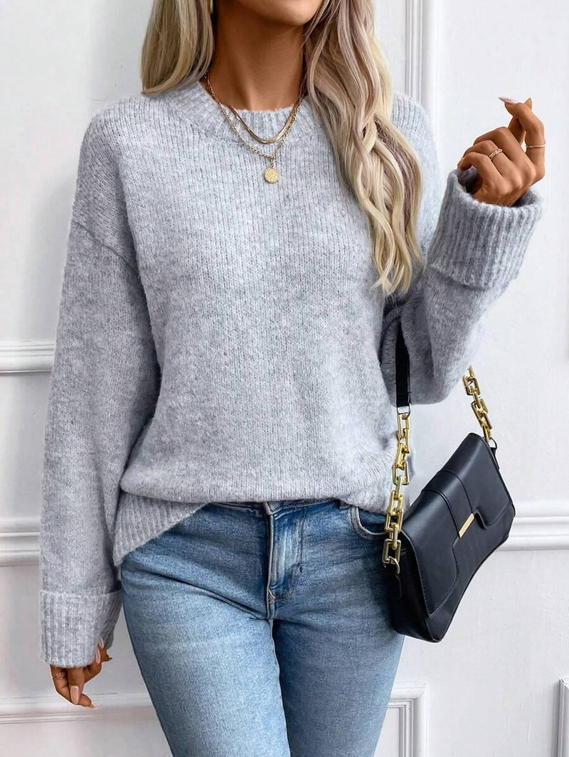 Color Long Sleeve Sweater Cozy Everyday Knit Pullover