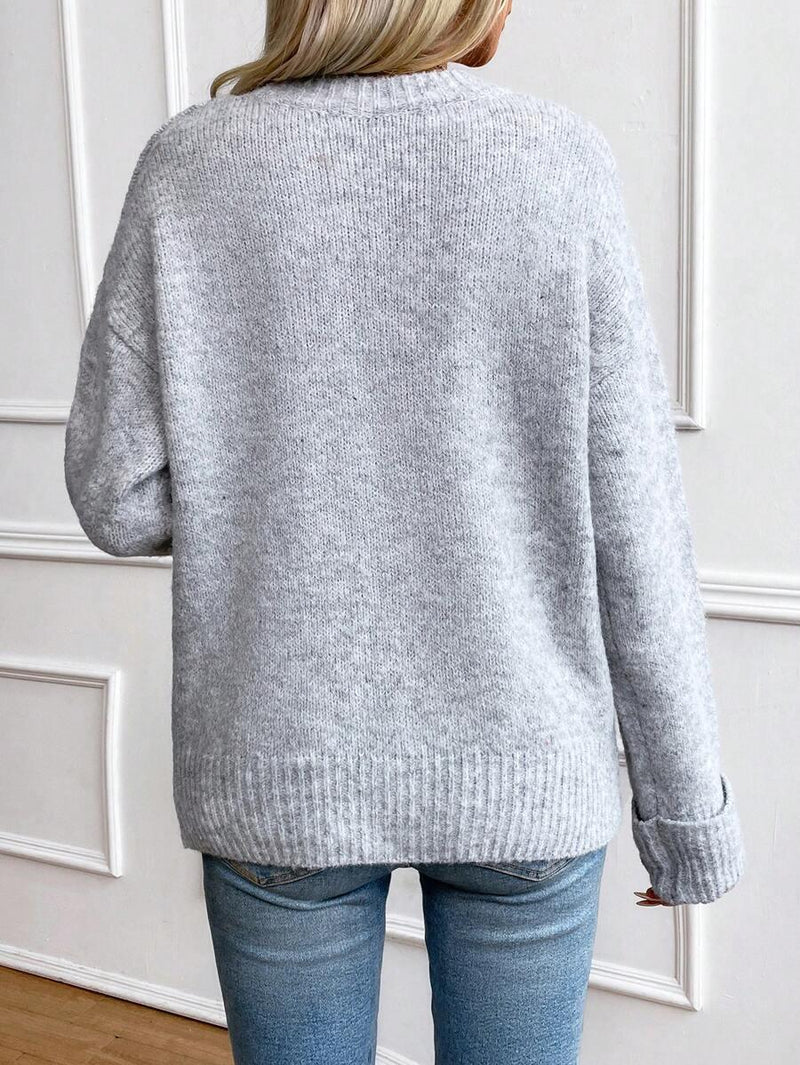 Color Long Sleeve Sweater Cozy Everyday Knit Pullover