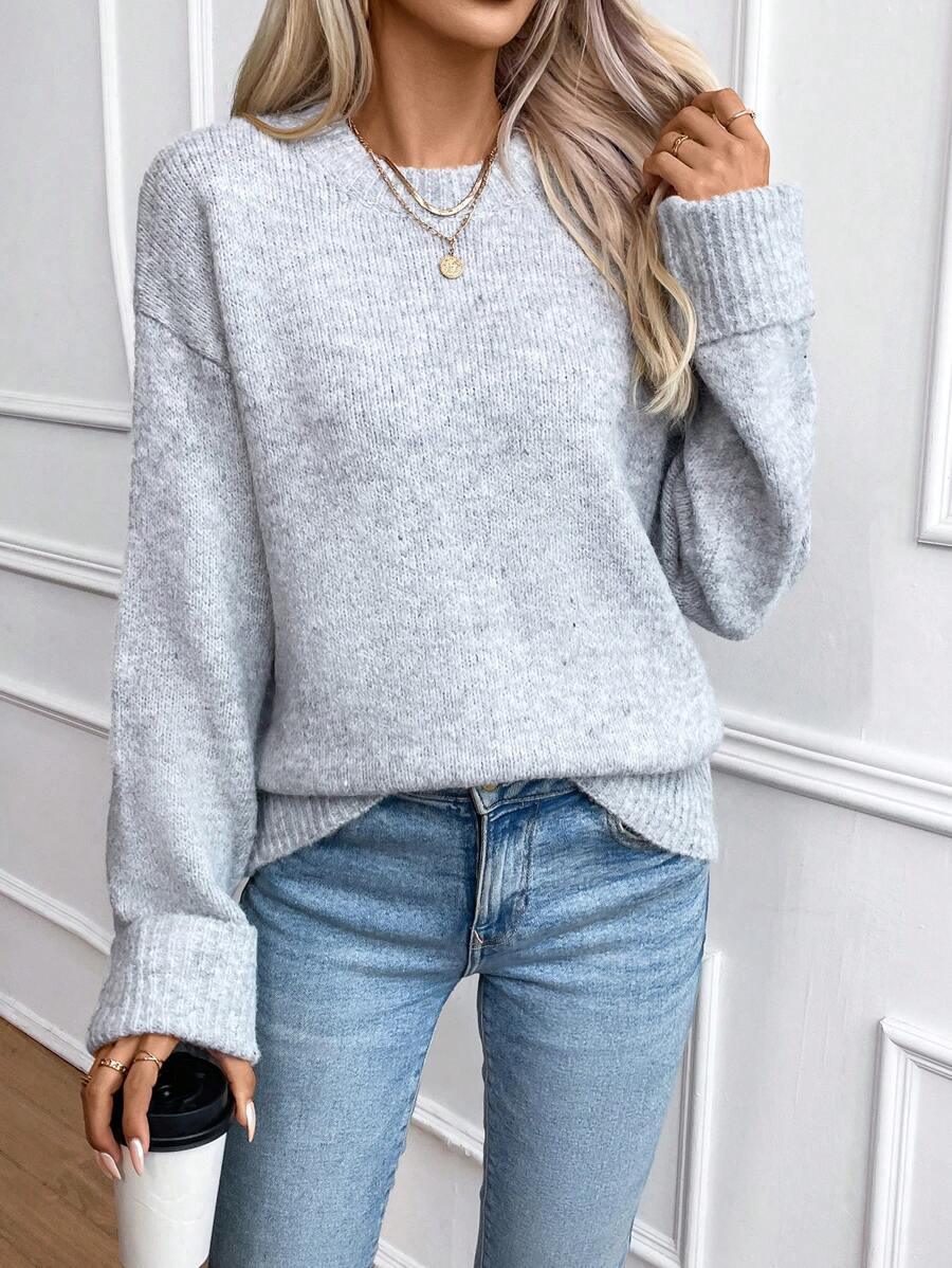 Color Long Sleeve Sweater Cozy Everyday Knit Pullover