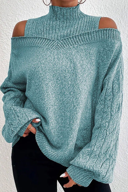 Hollowed Out Patchwork Turtleneck Sweaters(7 Colors)