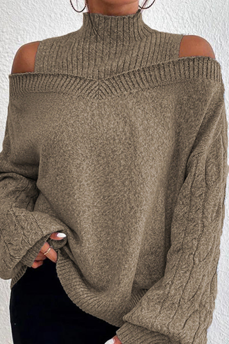 Hollowed Out Patchwork Turtleneck Sweaters(7 Colors)