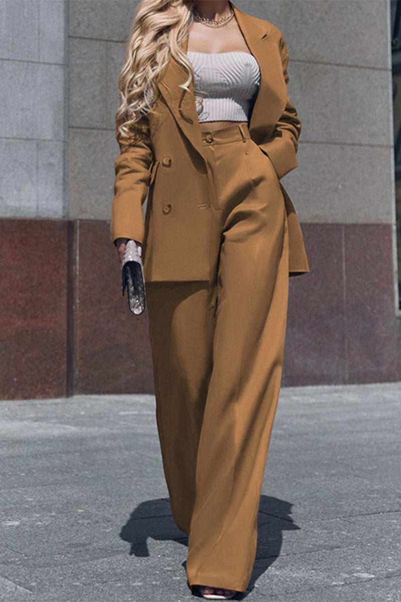British Style Pocket Turn-back Collar Long Sleeve Two Pieces