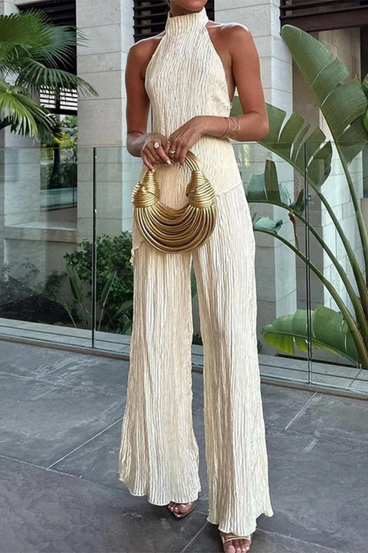 Simplicity Fold Asymmetrical Halter Sleeveless Two Pieces