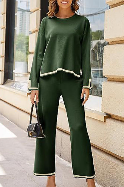 Living Weave O Neck Long Sleeve Two Pieces