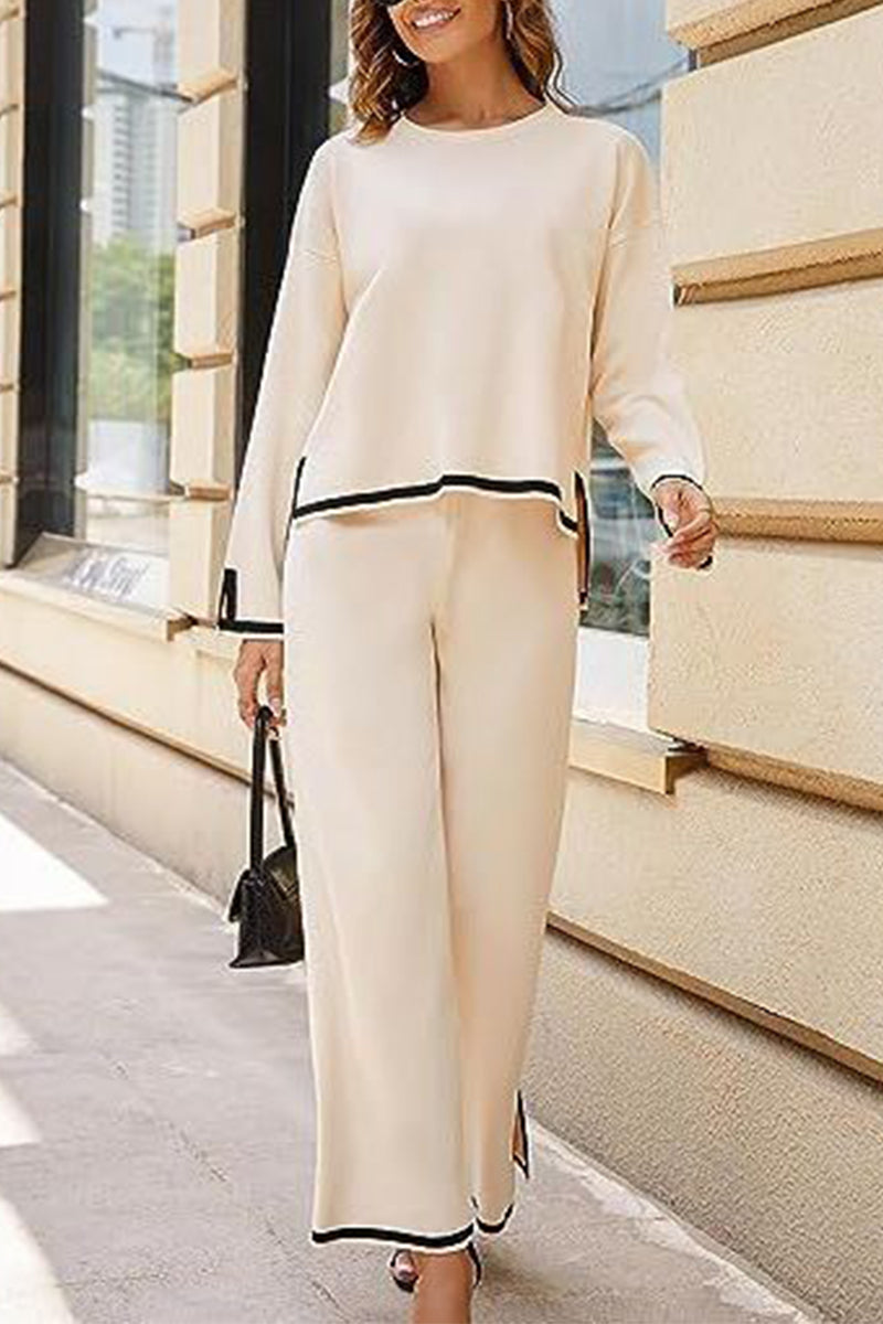 Living Weave O Neck Long Sleeve Two Pieces