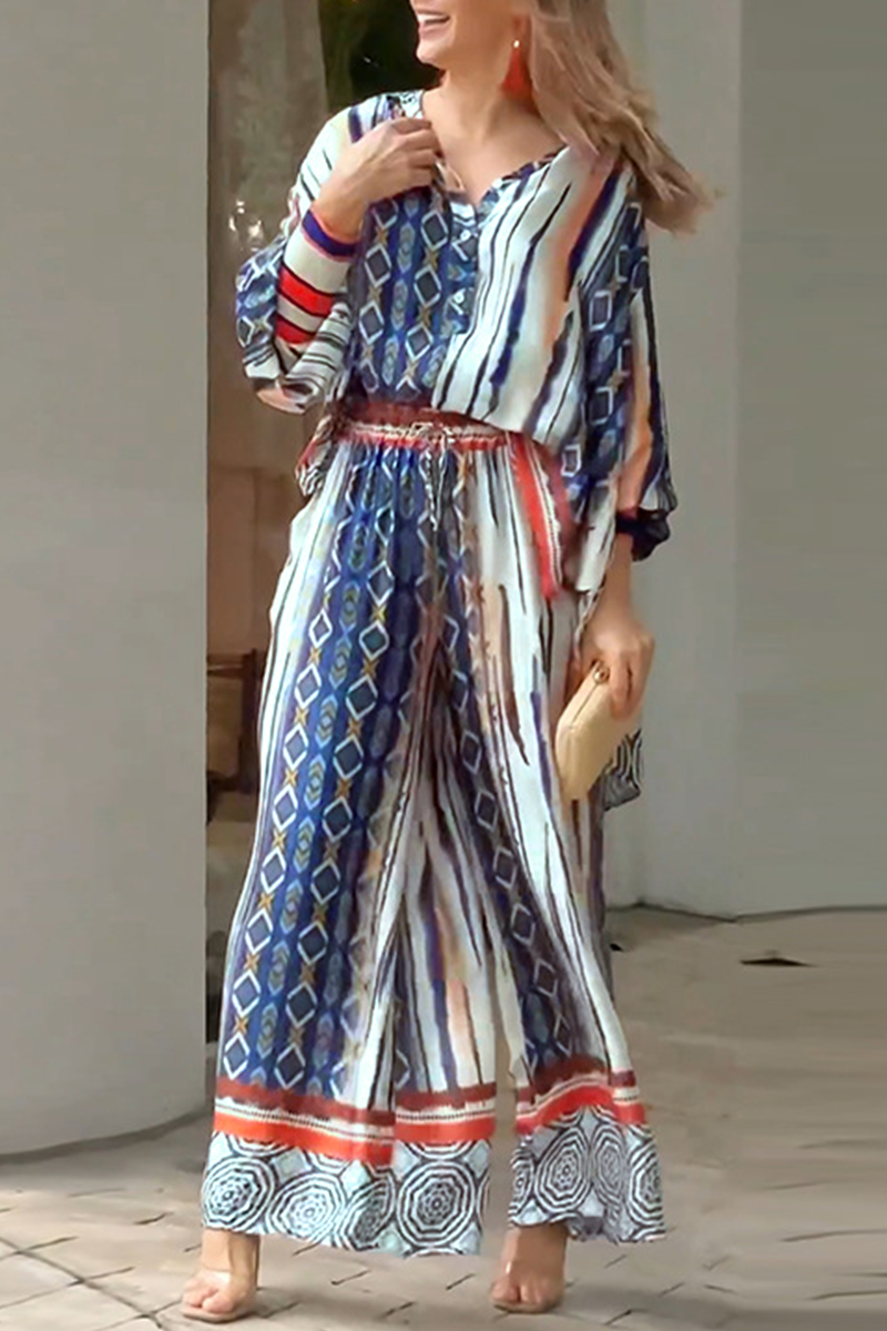 Geometric Printing V Neck Two Pieces