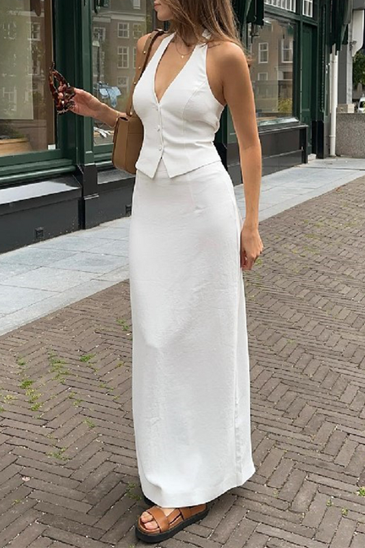 Celebrities Backless Halter Sleeveless Two Pieces