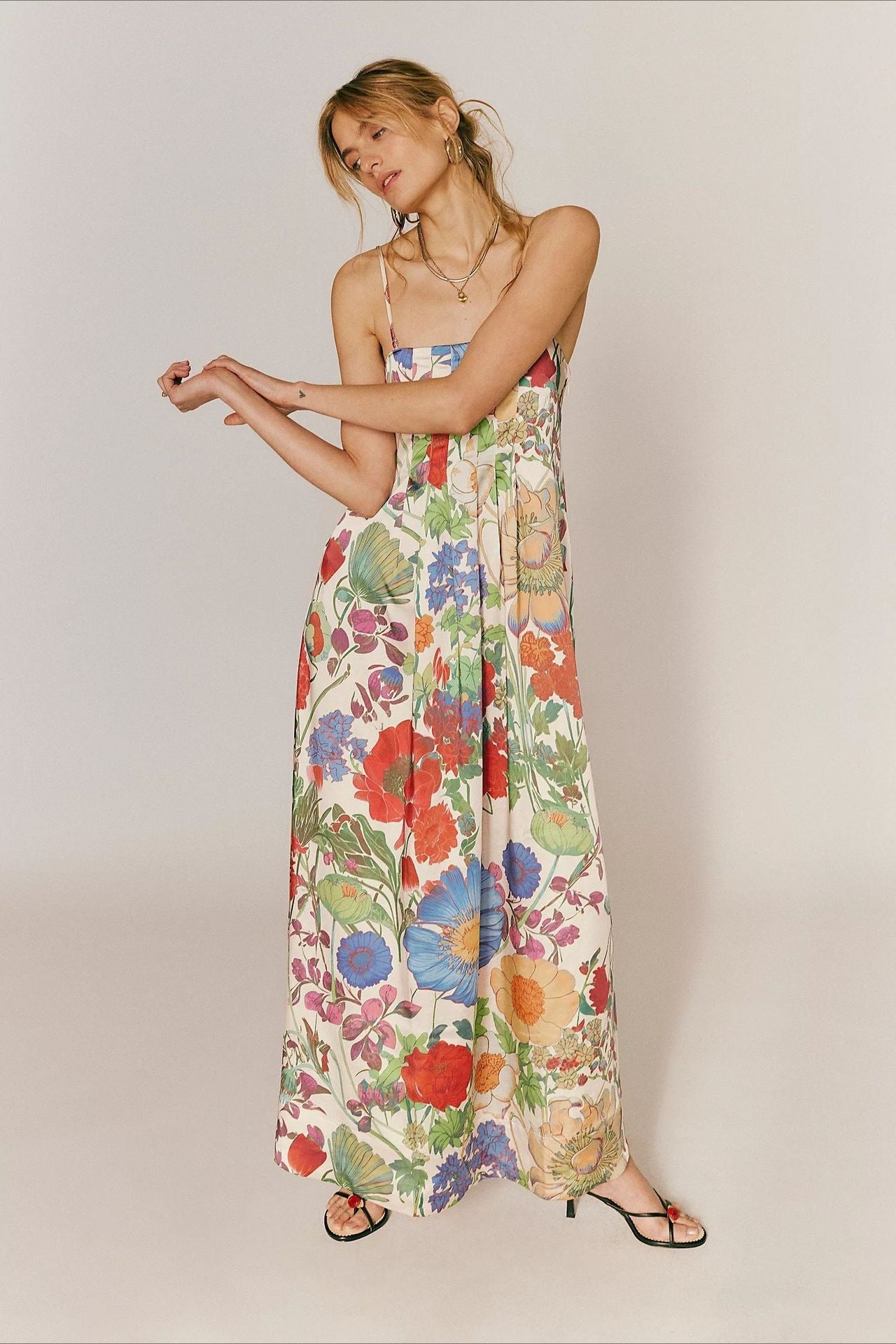 Print High-waist A-line Maxi Dress