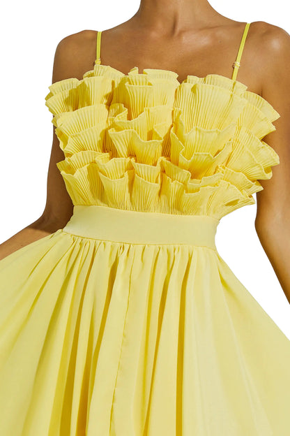 Chaplin Yellow Irregular Hem Midi Dress