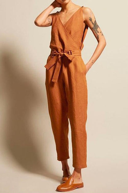 Moxidress Josh V Neck Bow Knot Sleeveless Jumpsuit