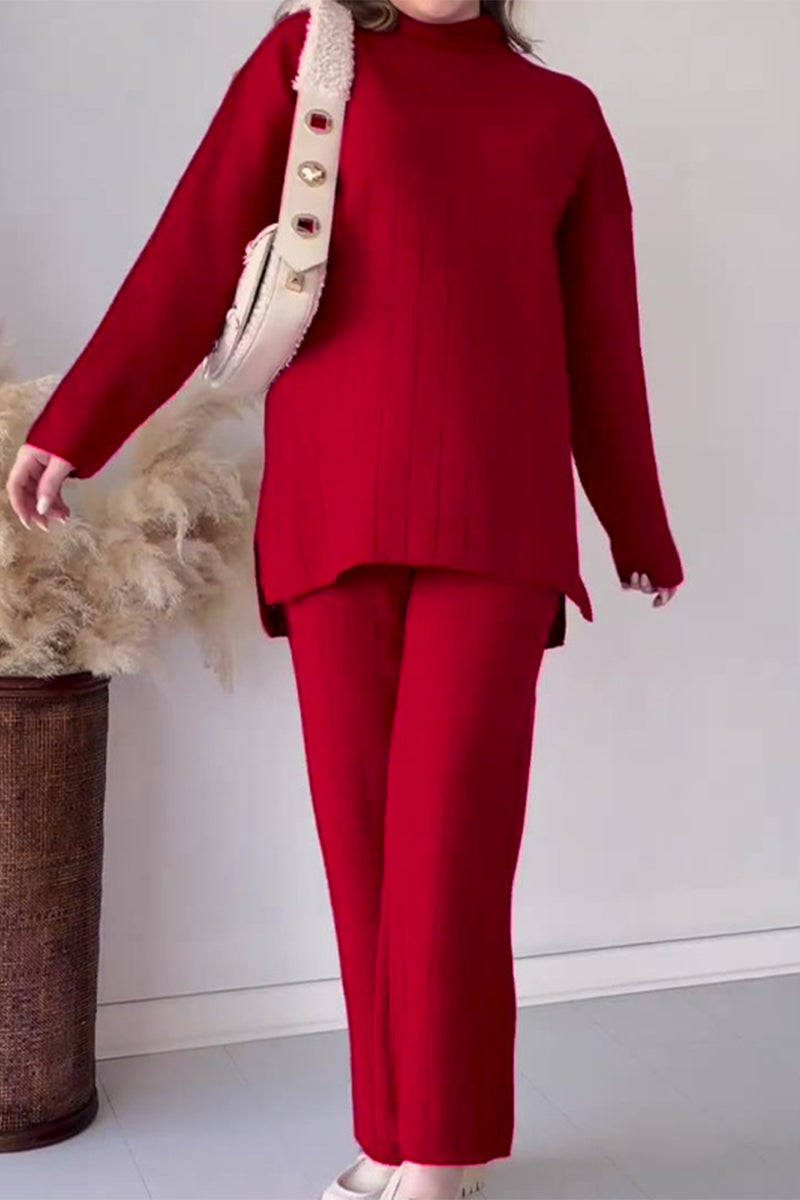 Slit O Neck Three Quarter Two Pieces
